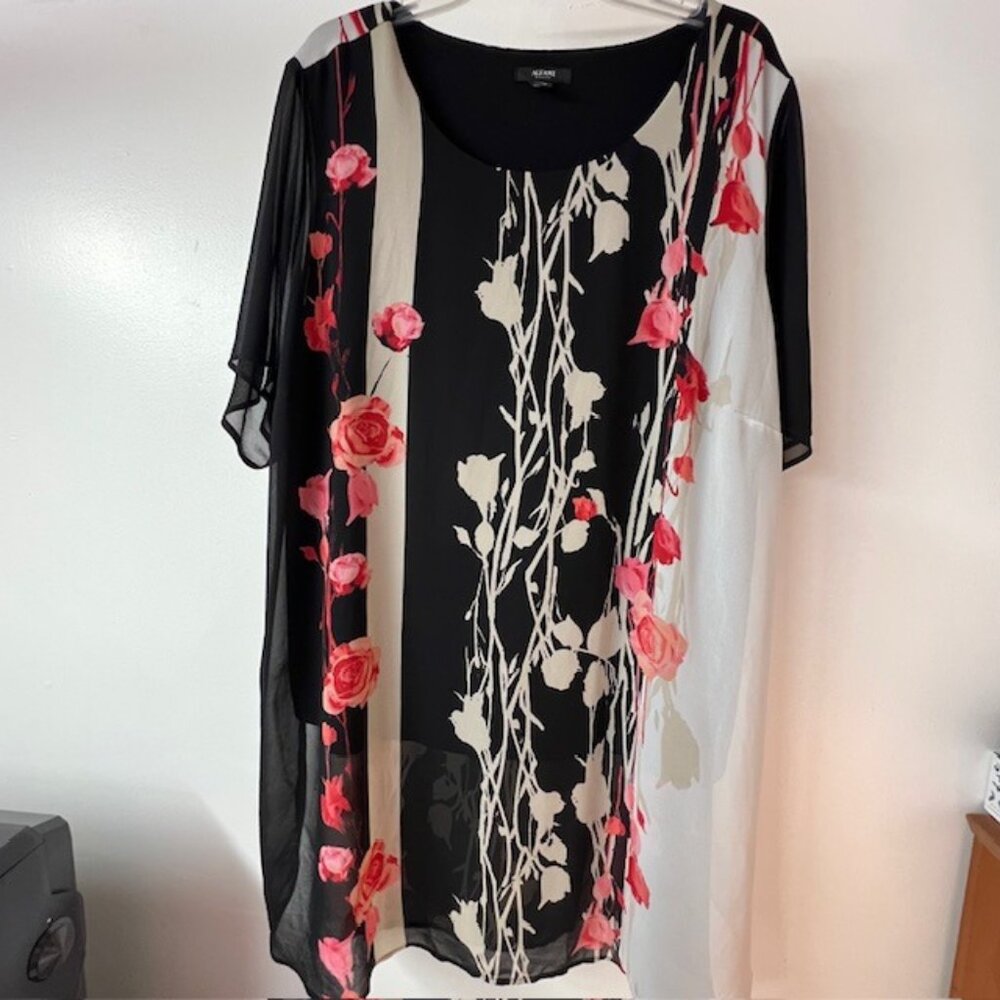 Alfani Womens Layered Tunic with lining, Flutter Sleeves, Size 3X